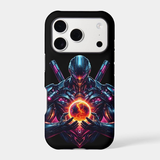 Abstract Cyber Cosmic Guardian Futuristic Robot Case-Mate iPhone Case (Back)