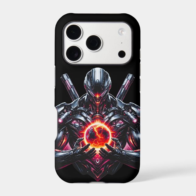 Abstract Cyber Cosmic Guardian Futuristic Robot Case-Mate iPhone Case (Back)