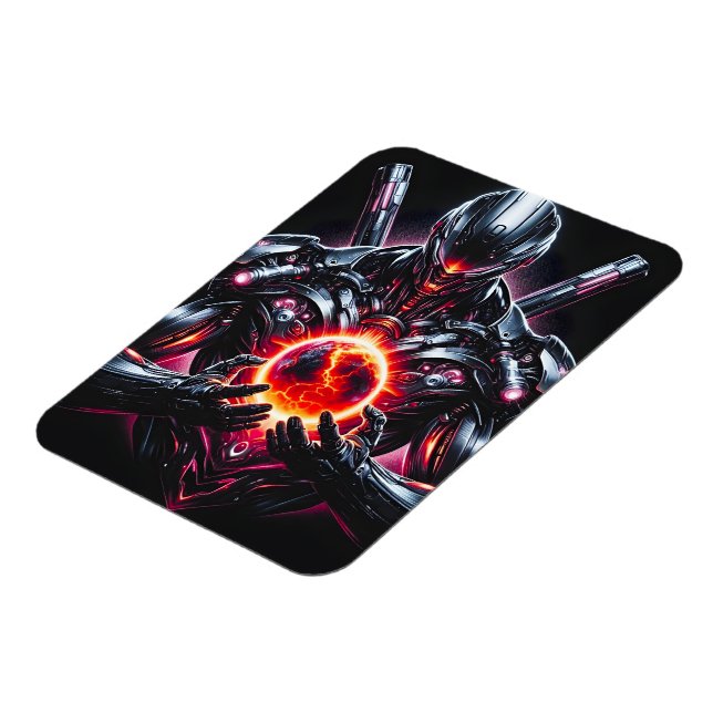 Abstract Cyber Cosmic Guardian Futuristic Robot Magnet (Left Side)