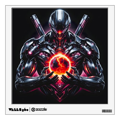 Abstract Cyber Cosmic Guardian Futuristic Robot Wall Decal
