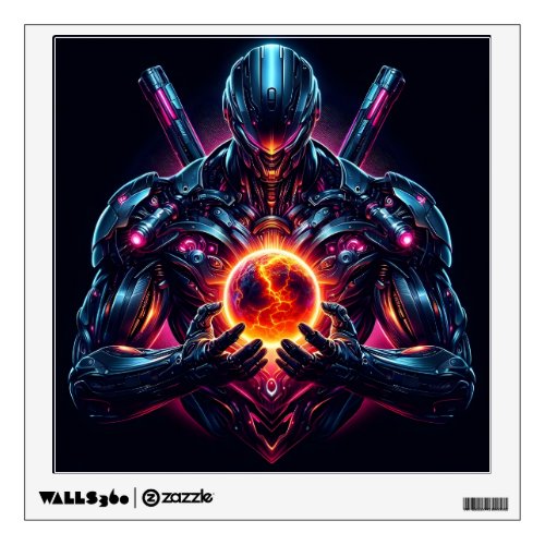 Abstract Cyber Cosmic Guardian Futuristic Robot Wall Decal