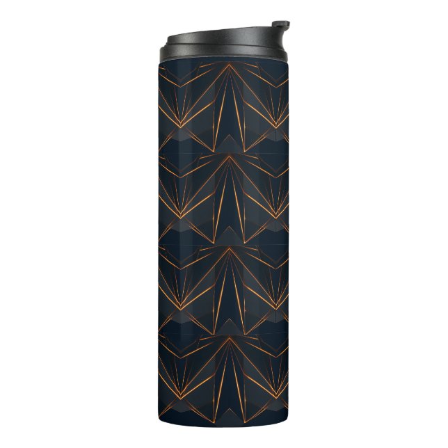 Abstract Cyber Pattern | Neon Copper Glow Thermal Tumbler (Rotated Left)