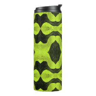 Abstract Cyber Pattern   Neon Lime & Black Thermal Tumbler
