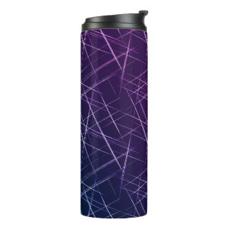 Abstract Cyber Pattern | Purple & Emerald Grid Thermal Tumbler