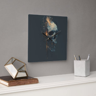 Abstract Cyberpunk Circuit Skull Wall Clock