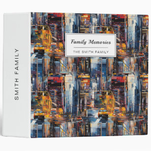 Abstract Cyberpunk Cityscape Skyline (1) 3 Ring Binder