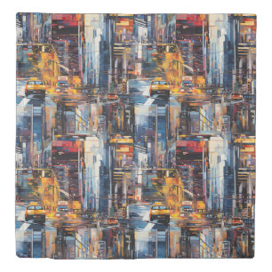 Abstract Cyberpunk Cityscape Skyline (1) Duvet Cover