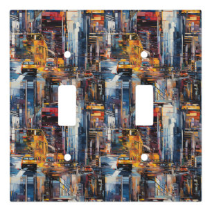 Abstract Cyberpunk Cityscape Skyline (1) Light Switch Cover