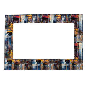 Abstract Cyberpunk Cityscape Skyline (1) Magnetic Frame