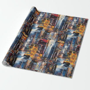 Abstract Cyberpunk Cityscape Skyline (1) Wrapping Paper
