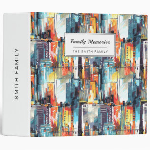 Abstract Cyberpunk Cityscape Skyline (2) 3 Ring Binder