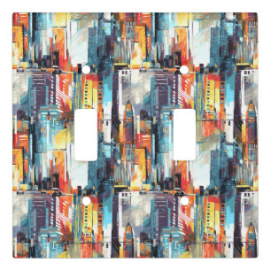Abstract Cyberpunk Cityscape Skyline (2) Light Switch Cover