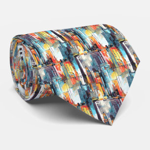 Abstract Cyberpunk Cityscape Skyline (2) Neck Tie