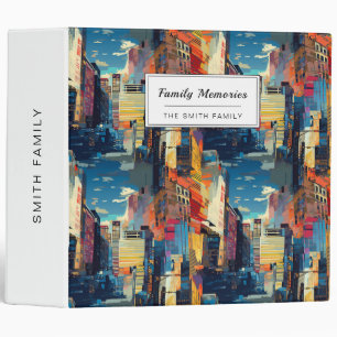 Abstract Cyberpunk Cityscape Skyline (4) 3 Ring Binder