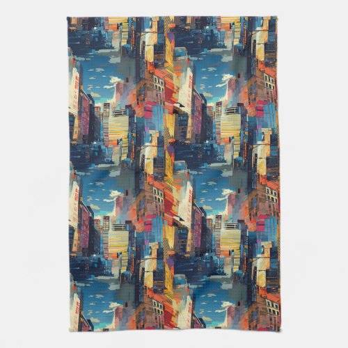 Abstract Cyberpunk Cityscape Skyline (4) Kitchen Towel