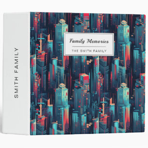 Abstract Cyberpunk Cityscape Skyline (5) 3 Ring Binder