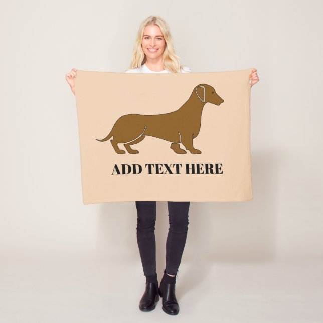 Abstract  Dachshund, add text Fleece Blanket (In Situ)