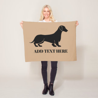 Abstract Dachshund, add text Fleece Blanket