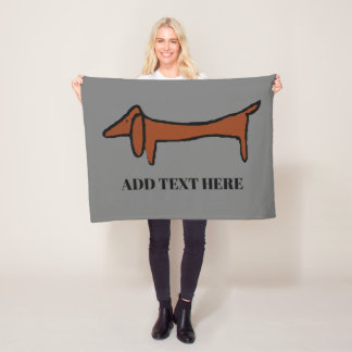 Abstract Dachshund, add text Fleece Blanket