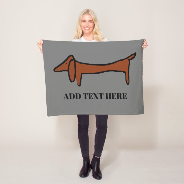 Abstract  Dachshund, add text Fleece Blanket (In Situ)