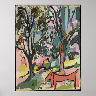 Abstract Dachshund and Trees Poster