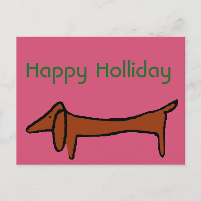 Abstract Dachshund Christmas Holiday Postcard (Front)