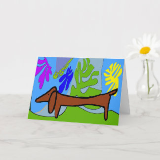 Abstract Dachshund, Matisse Style Card