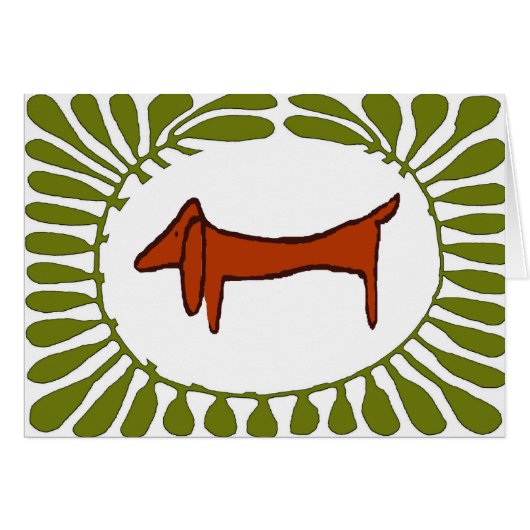 Abstract Dachshund Oval Leaves Cards (Front Horizontal)