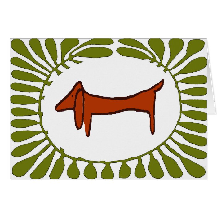 Abstract Dachshund Oval Leaves Greeting Cards