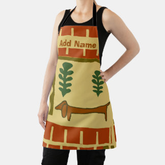 Abstract Dachshund Shape, add text, Apron