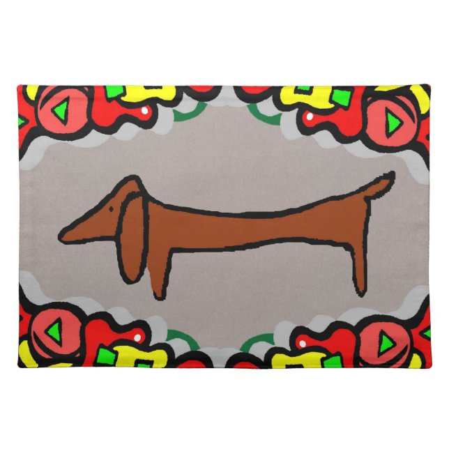 Abstract Dachshund, Weiner Dog Cloth Placemat (Front)