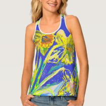 Abstract Daffodil Floral Ladies Art Top Singlet