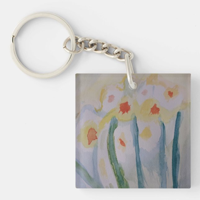 Abstract Daffodils Acrylic Key Ring (Front)