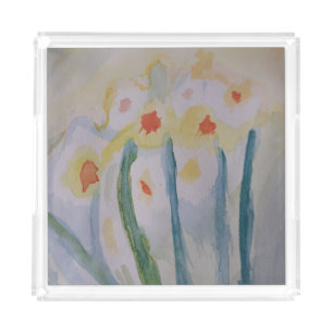 Abstract Daffodils Acrylic Serving Tray
