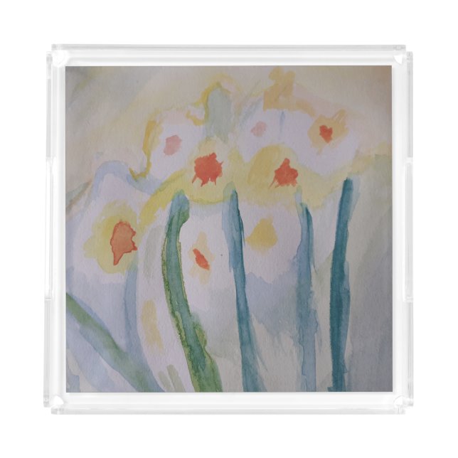 Abstract Daffodils Acrylic Serving Tray (Front)