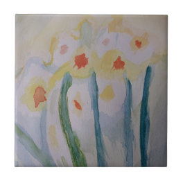 Abstract Daffodils Ceramic Tile