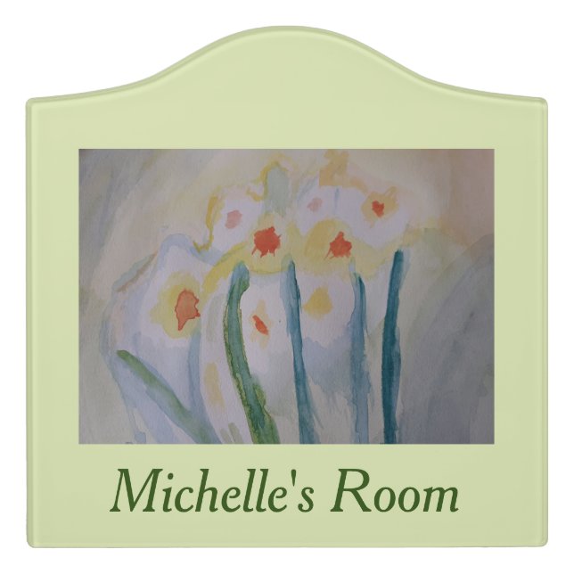 Abstract Daffodils Door Sign (Large Crest Front)