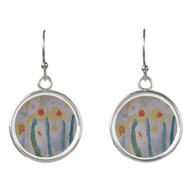 Abstract Daffodils Earrings (Front)