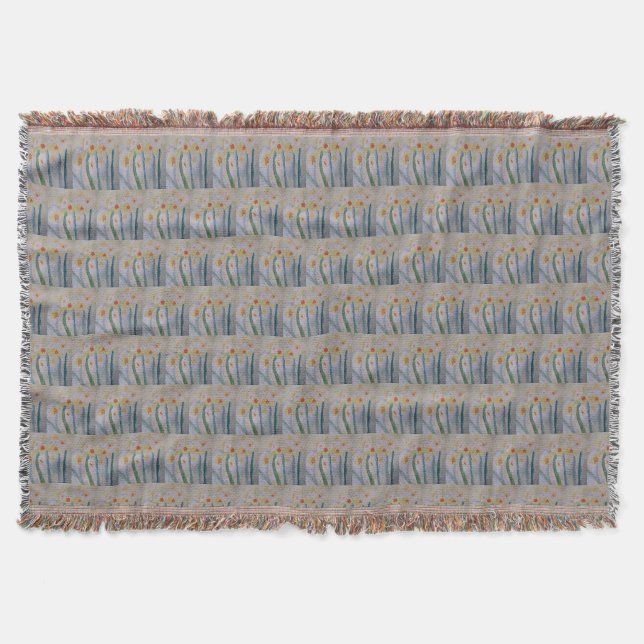 Abstract Daffodils Throw Blanket (Front)