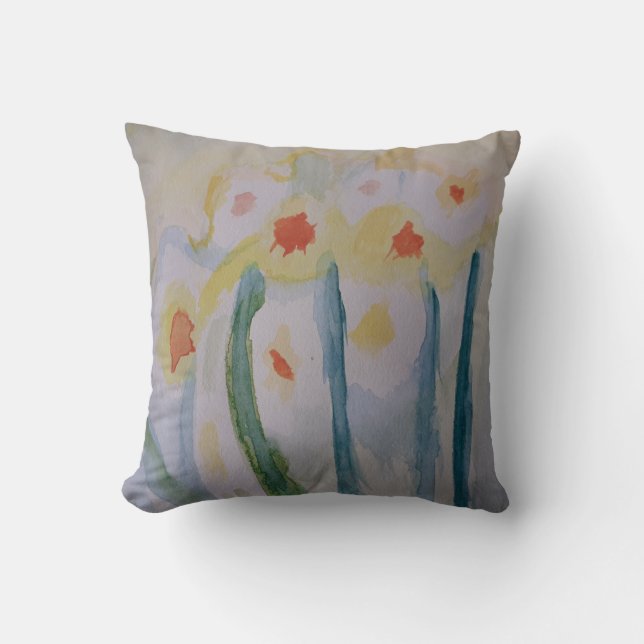 Abstract Daffodils Throw Cushion (Front)