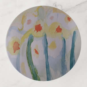 Abstract Daffodils Trinket Tray