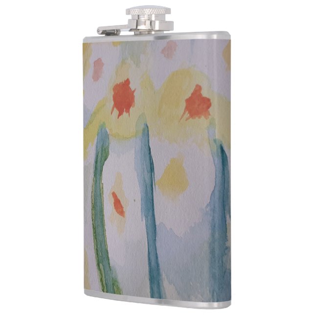Abstract Daffodils Vinyl Wrapped Flask (Left)