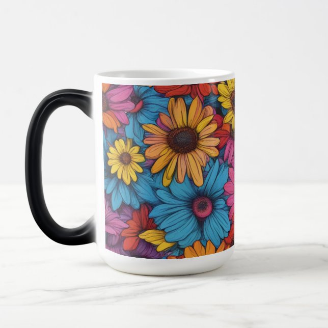 Abstract Daisies #8448 -  Color Morph Mug (Left)