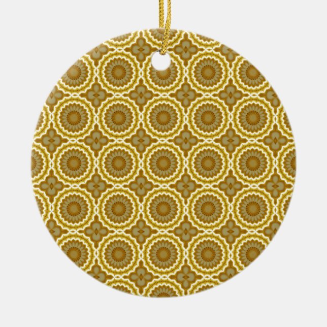 Abstract Daisies Ceramic Ornament (Front)