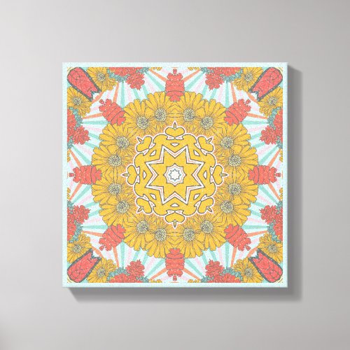 Abstract Daisy Floral Centered Star Home Wall Art