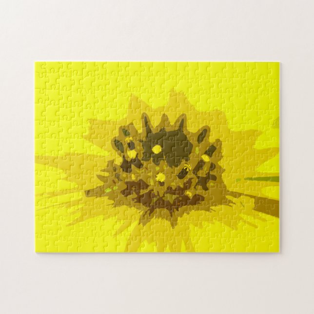 Abstract Daisy Flower in Colorful Vivid Yellow Jigsaw Puzzle (Horizontal)