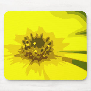 Abstract Daisy Flower in Colorful Vivid Yellow Mouse Pad