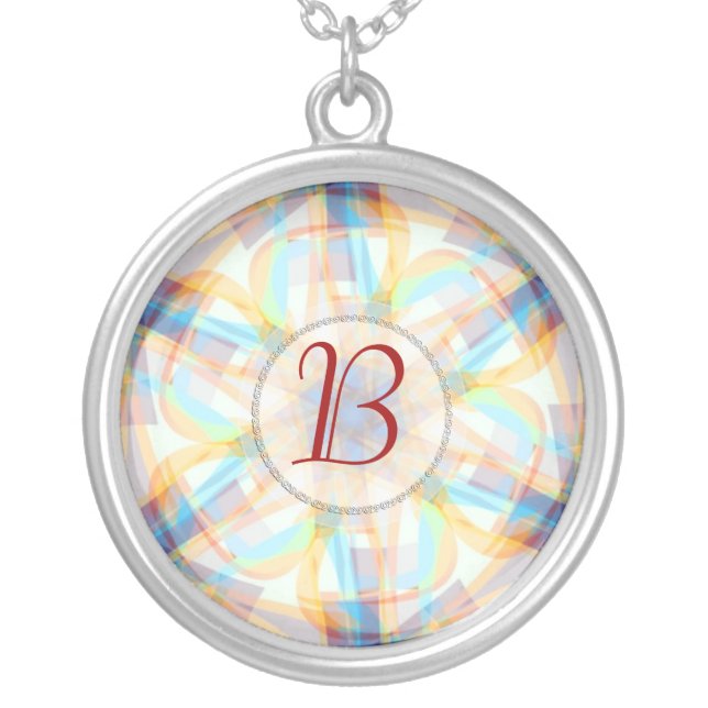 Abstract Daisy flower Monogram Necklace (Front)