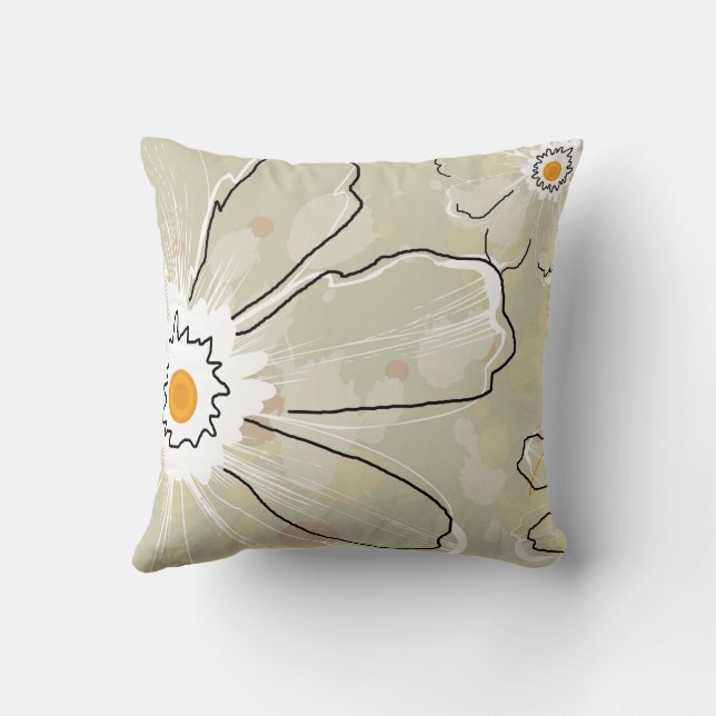 Abstract Daisy Flowers Throw Pillow (Back)