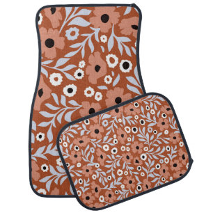 Abstract daisy flowers vintage background. Small s Car Floor Mat